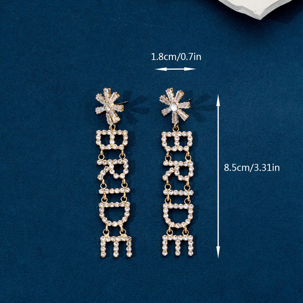 Flower BRIDE Letter Drop Earrings