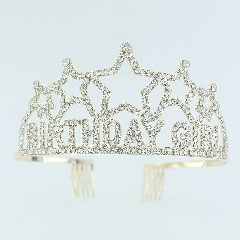 Star Birthday Girl Rhinestone Tiara with Combs