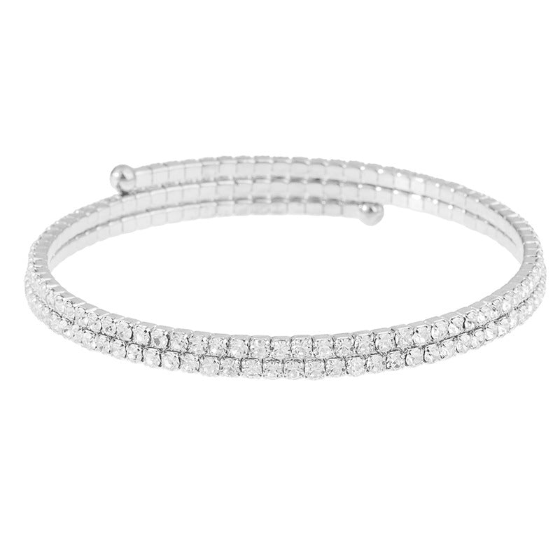 Double Row Rhinestone Cuff Bracelet