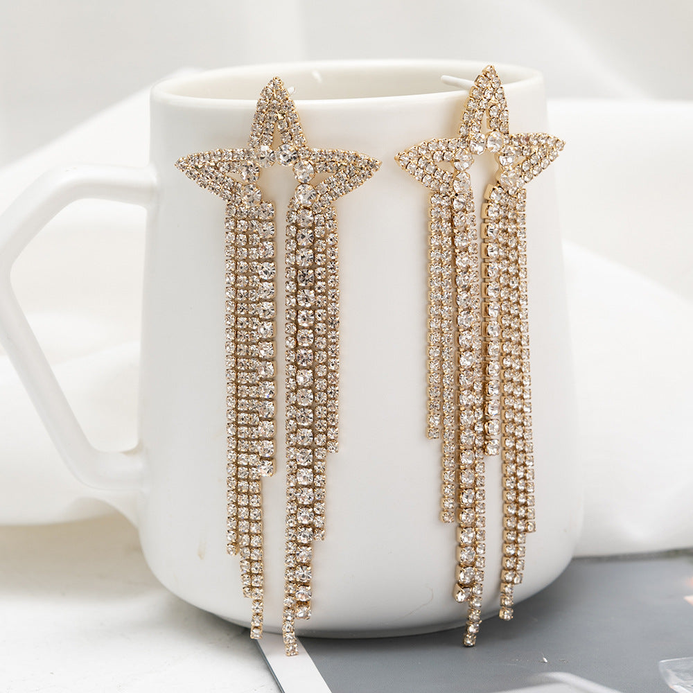 Star-shaped Fringe Earrings