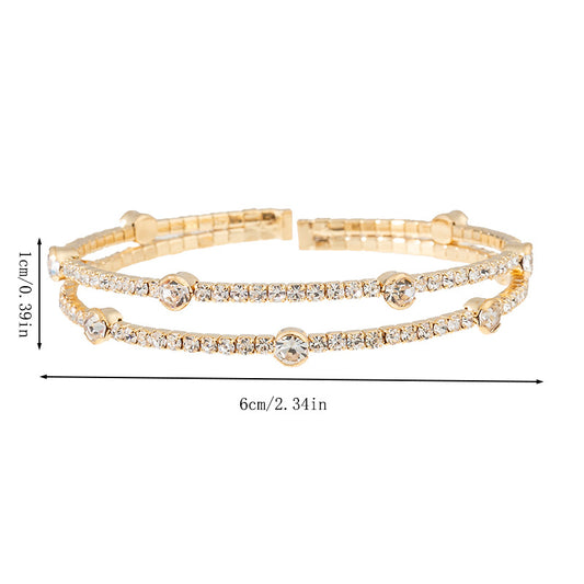 Double Layer Cuff Bracelet with Accent Stones