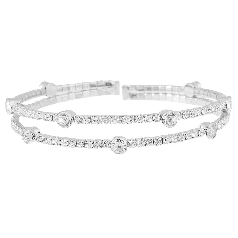 Double Layer Cuff Bracelet with Accent Stones