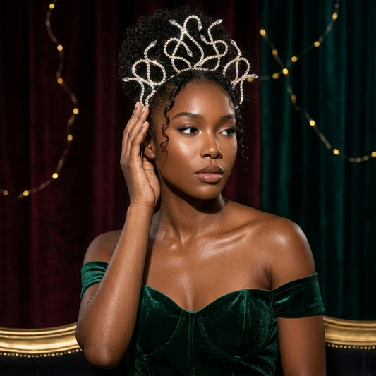 Bulk Wholesale - Luxury Snake/Vine Rhinestone Tiara, Goddess Headpiece for Party & Wedding, Sparkling Crystal Fashion Headband