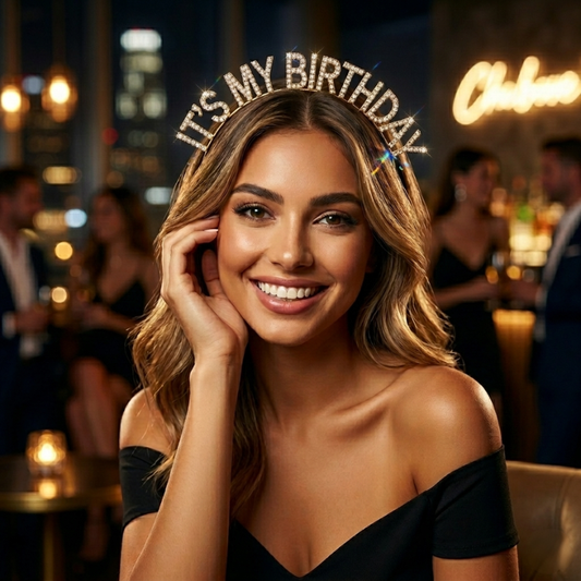 Bulk Wholesale - "IT'S MY BIRTHDAY" Crystal Rhinestone Headband, Sparkly Party Tiara for Women, Birthday Celebration Hair Accessories