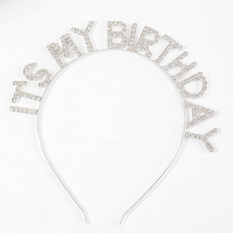 Bulk Wholesale - "IT'S MY BIRTHDAY" Crystal Rhinestone Headband, Sparkly Party Tiara for Women, Birthday Celebration Hair Accessories