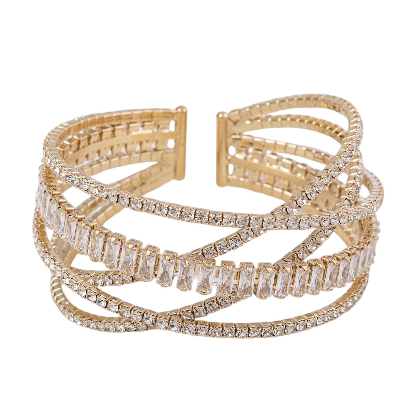 Rectangular Zirconium Multi-Layer Elastic Cross Bracelets