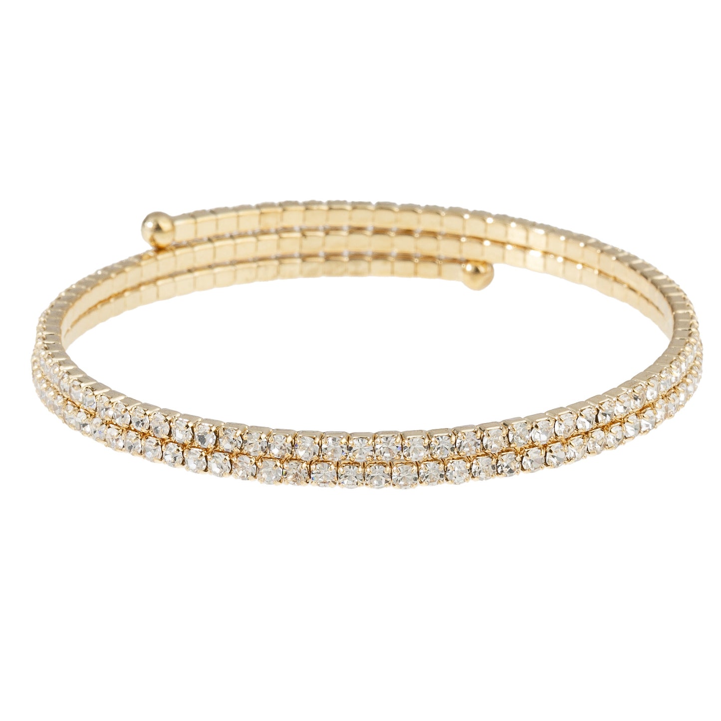 Double Row Rhinestone Cuff Bracelet