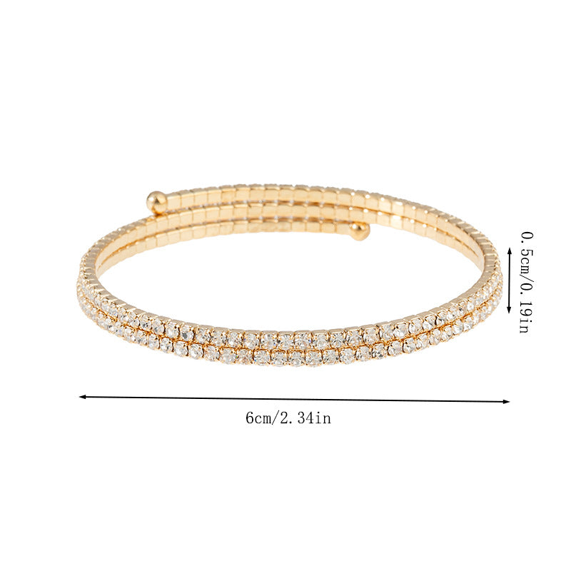 Double Row Rhinestone Cuff Bracelet