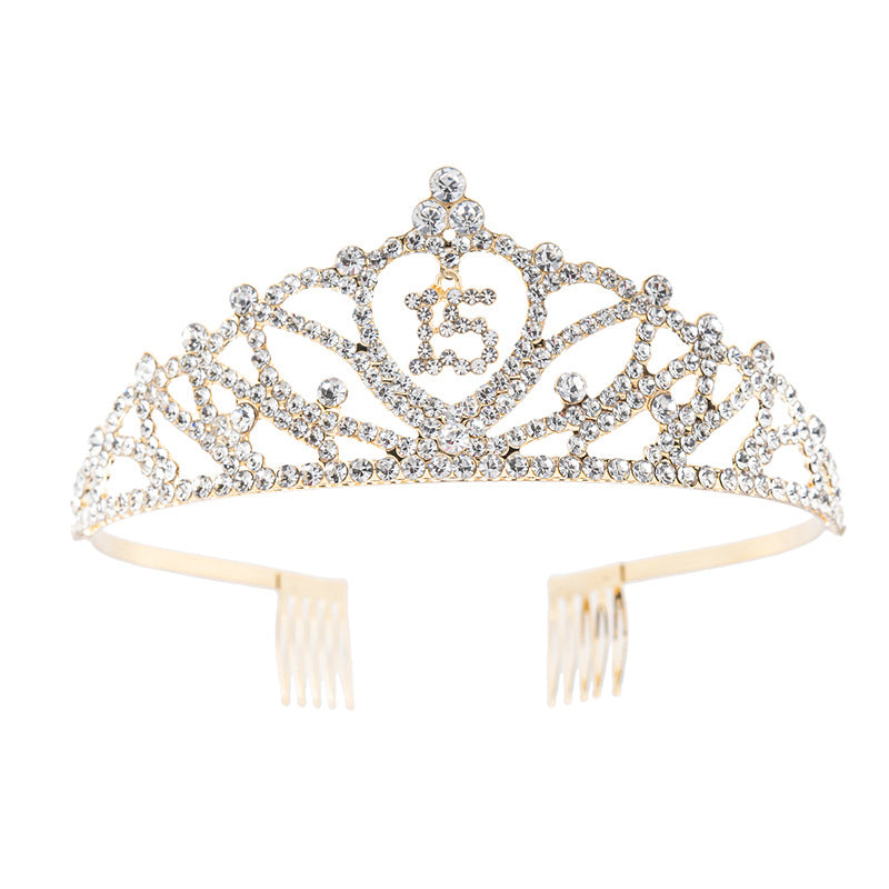 15th Birthday Rhinestone Tiara with Combs