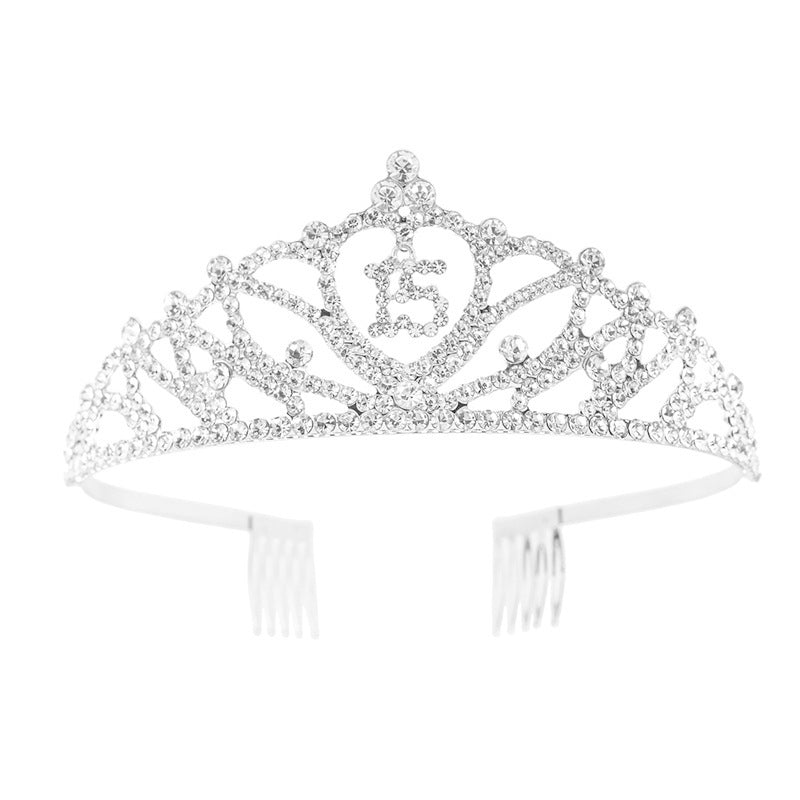 15th Birthday Rhinestone Tiara with Combs