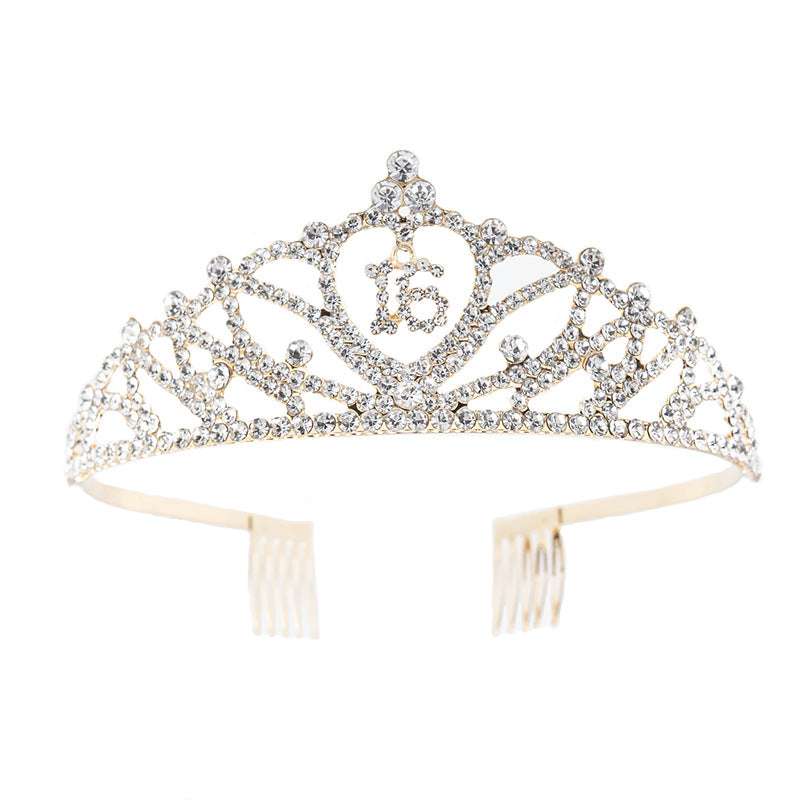16th Birthday Rhinestone Tiara with Combs