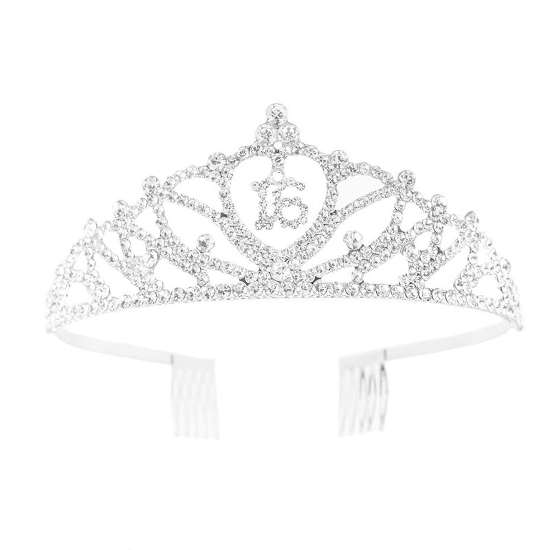 16th Birthday Rhinestone Tiara with Combs