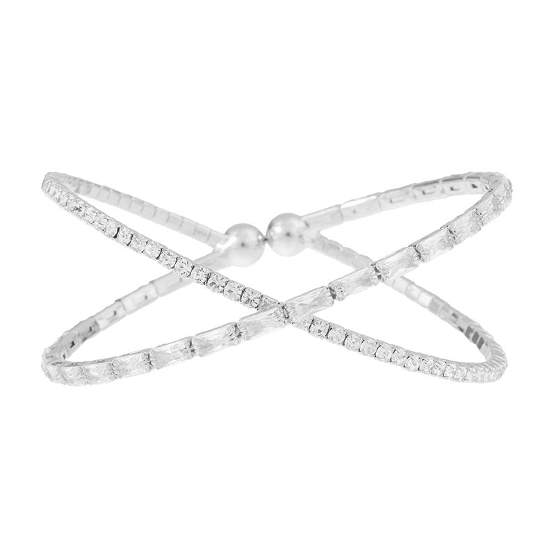 Single Row Zirconia Cross Bracelet