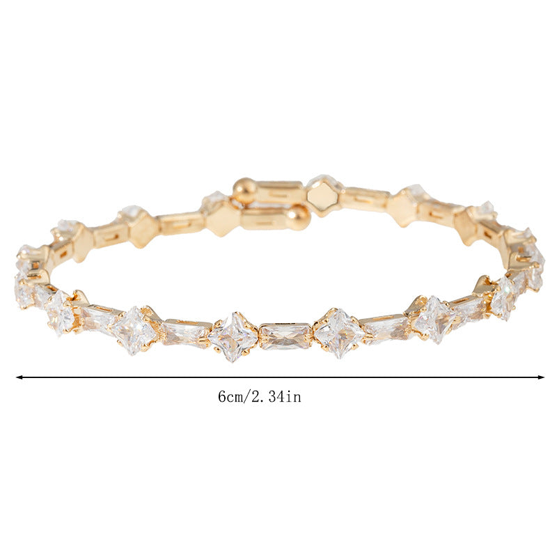 Single Row Alternating Square & Rectangle Zirconia Bracelet