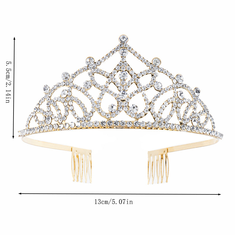 Vintage Filigree Rhinestone Tiara with Combs