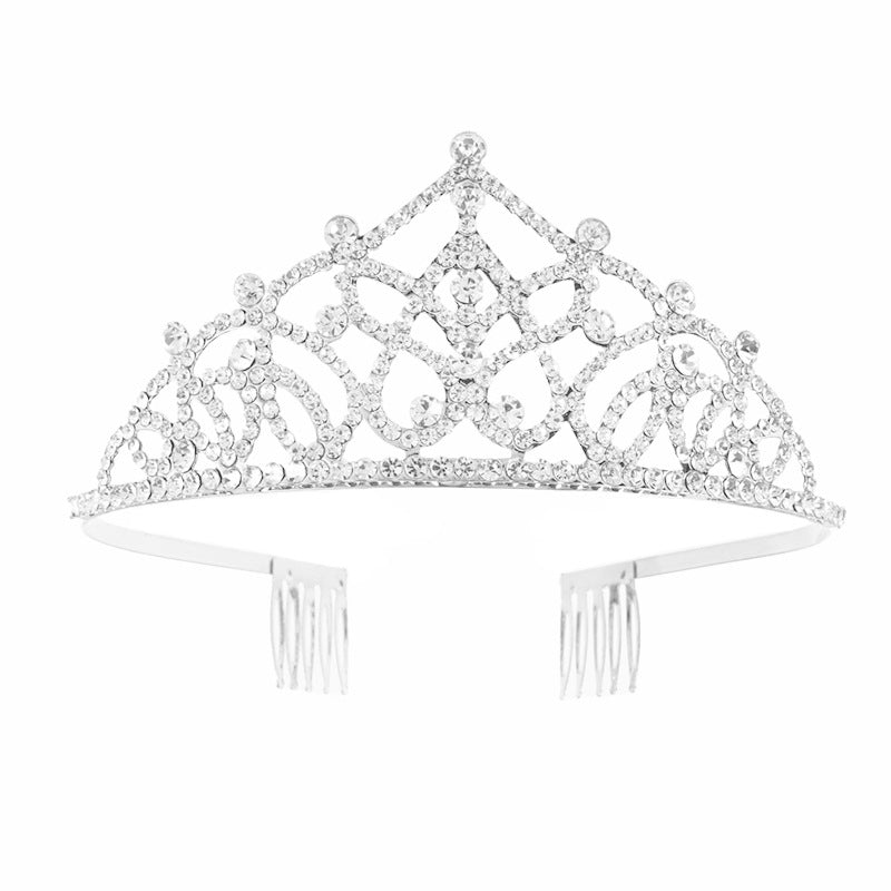 Vintage Filigree Rhinestone Tiara with Combs
