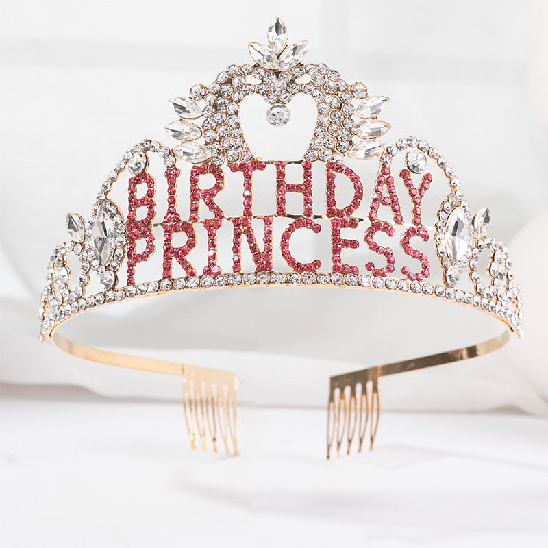 Birthday Princess Rhinestone Tiara with Combs