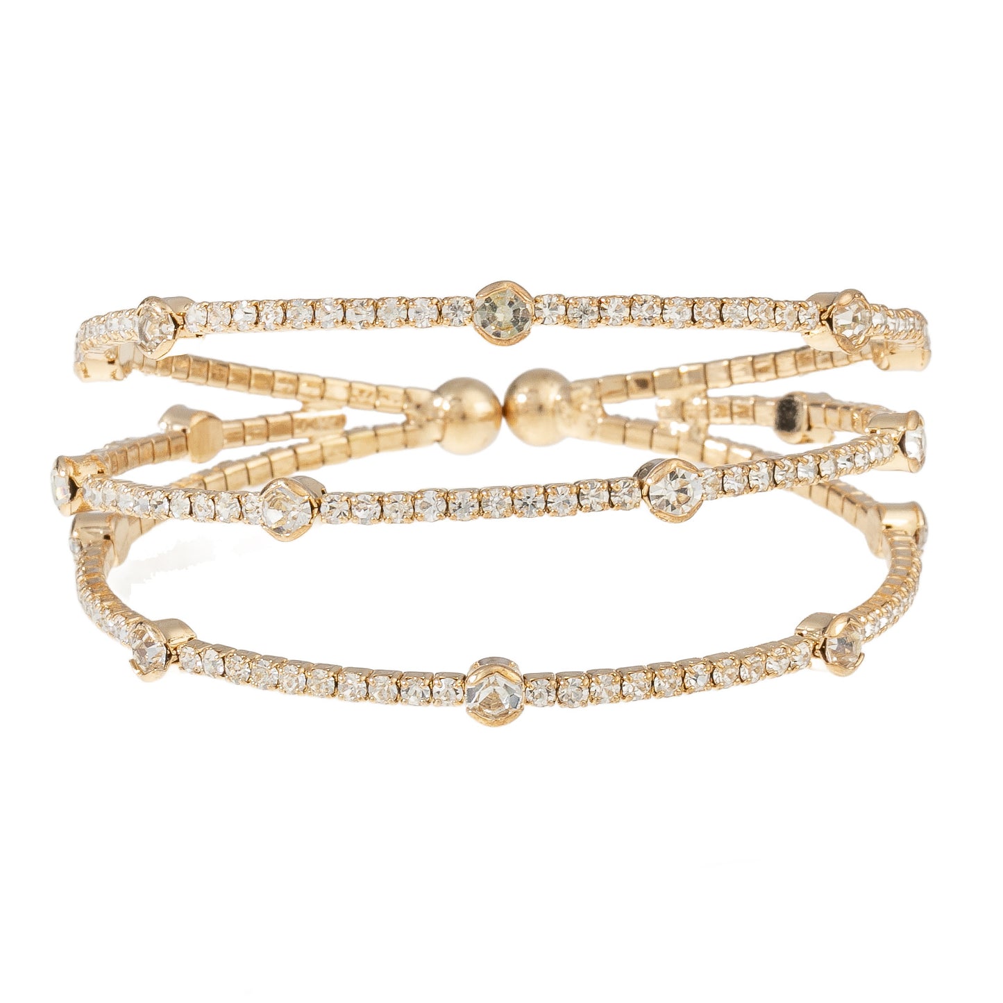 Triple Layer Cuff Bracelet with Station Stones