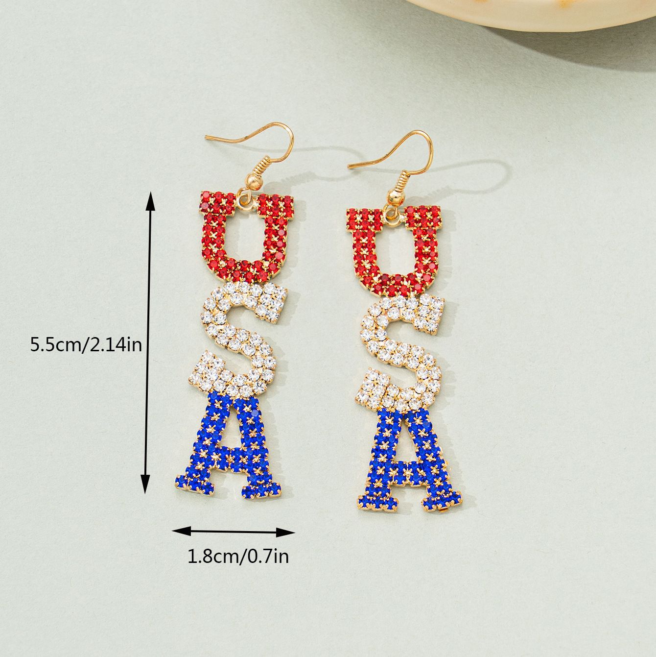 Red White Blue USA Rhinestone Earrings