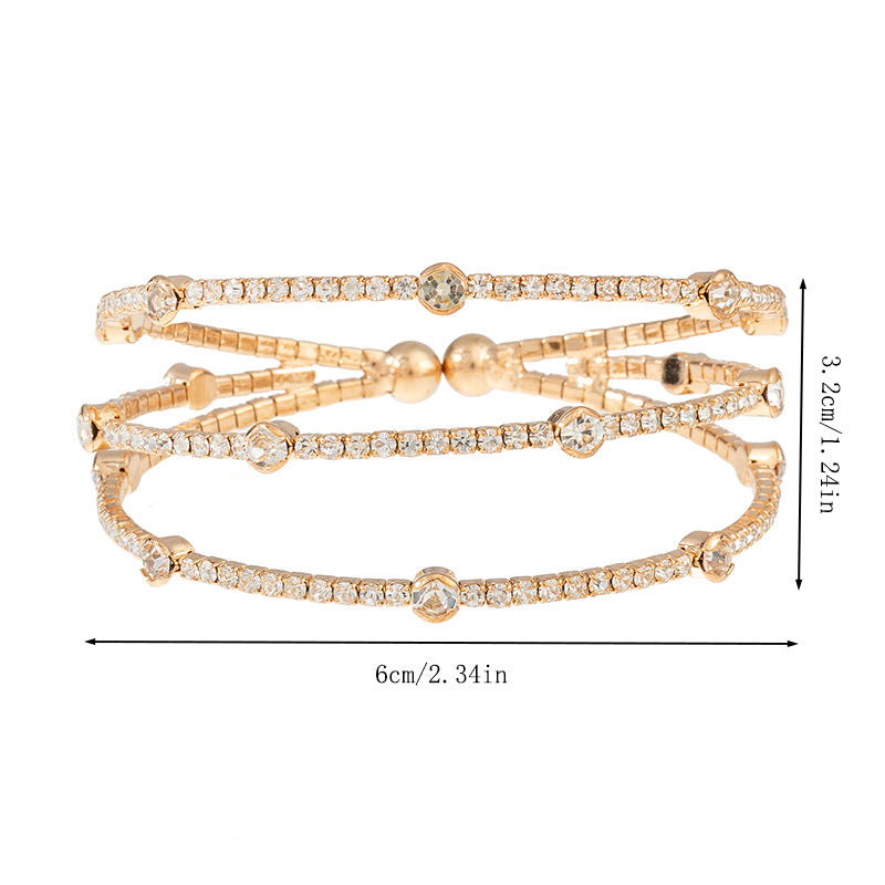 Triple Layer Cuff Bracelet with Station Stones