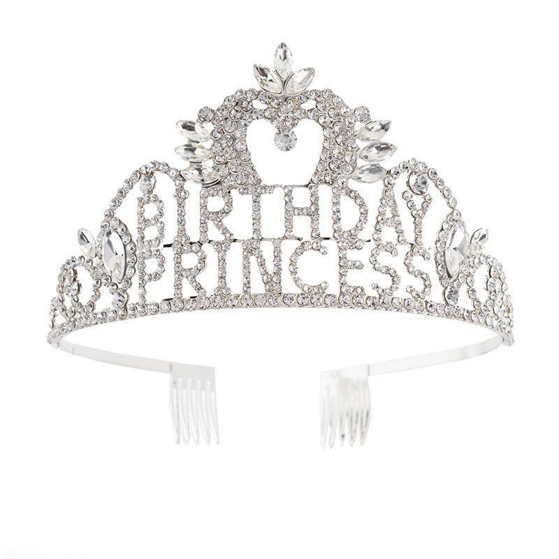 Birthday Princess Rhinestone Tiara with Combs
