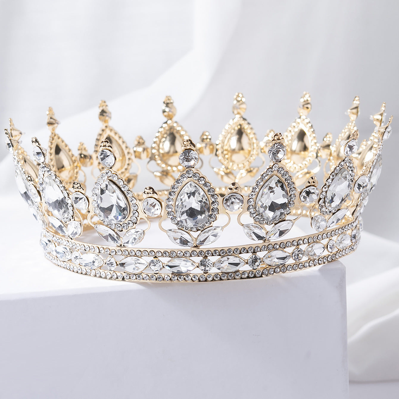 Vintage Teardrop Rhinestone Royal Crown