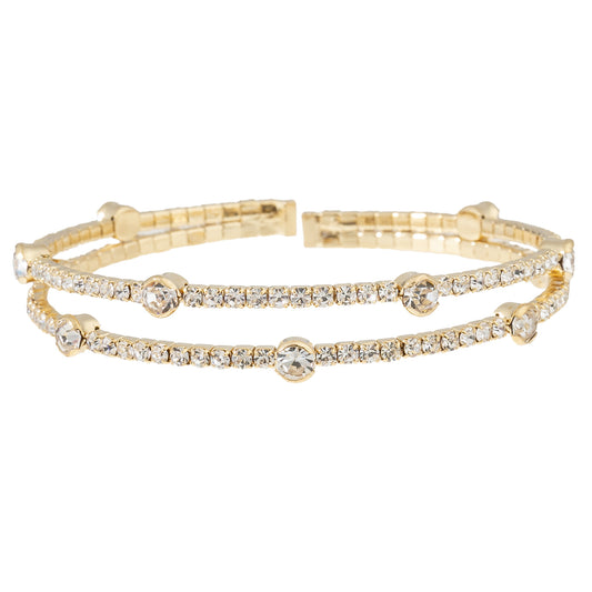 Double Layer Cuff Bracelet with Accent Stones