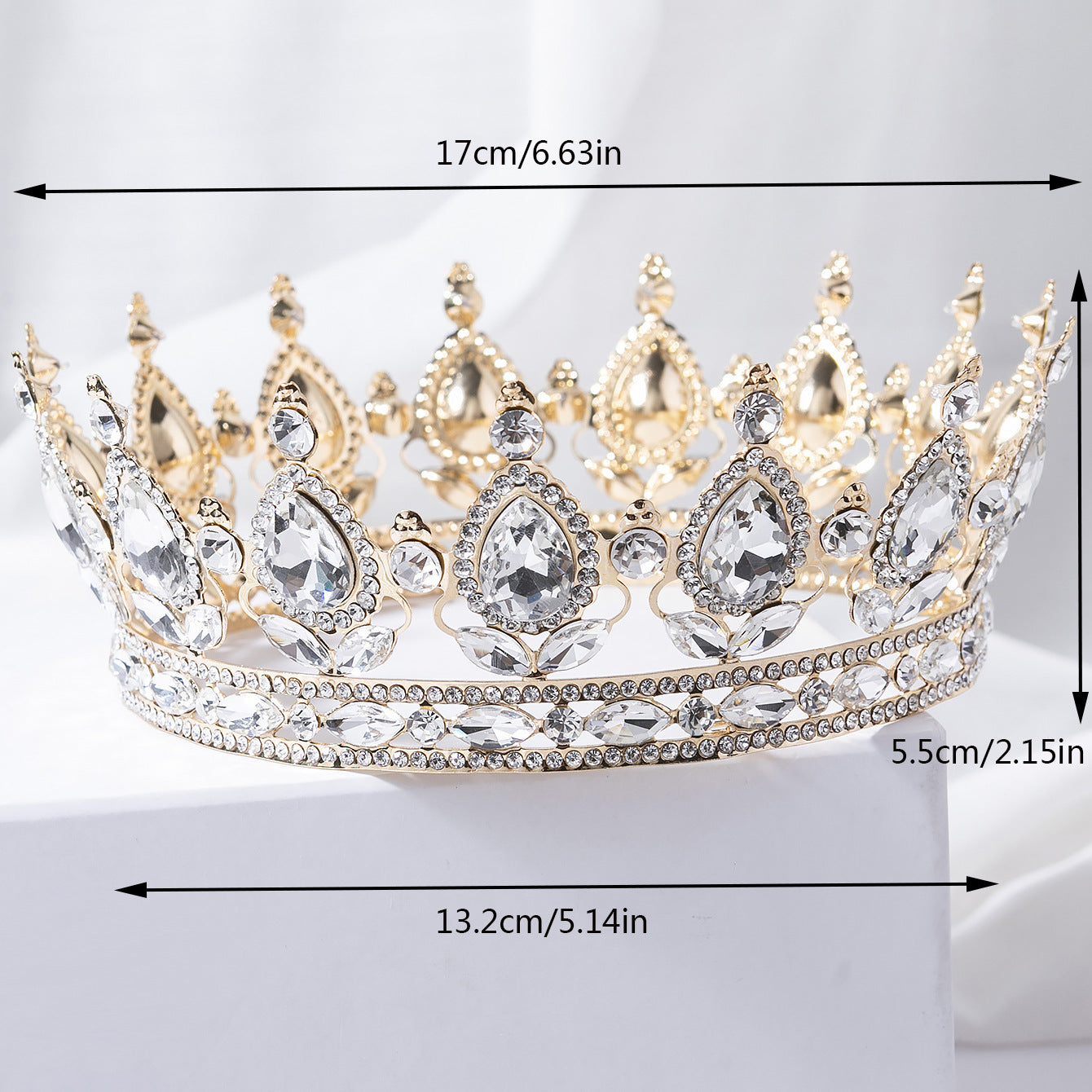 Vintage Teardrop Rhinestone Royal Crown