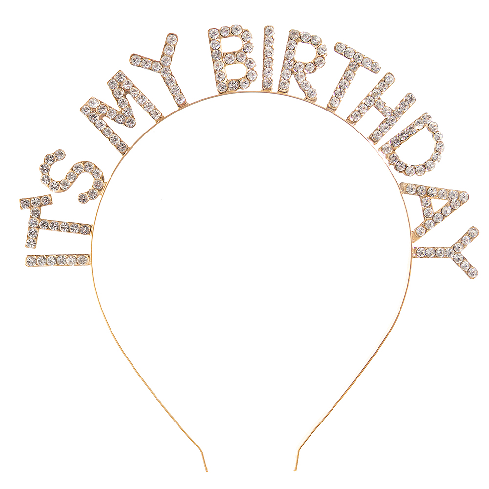 Bulk Wholesale - "IT'S MY BIRTHDAY" Crystal Rhinestone Headband, Sparkly Party Tiara for Women, Birthday Celebration Hair Accessories