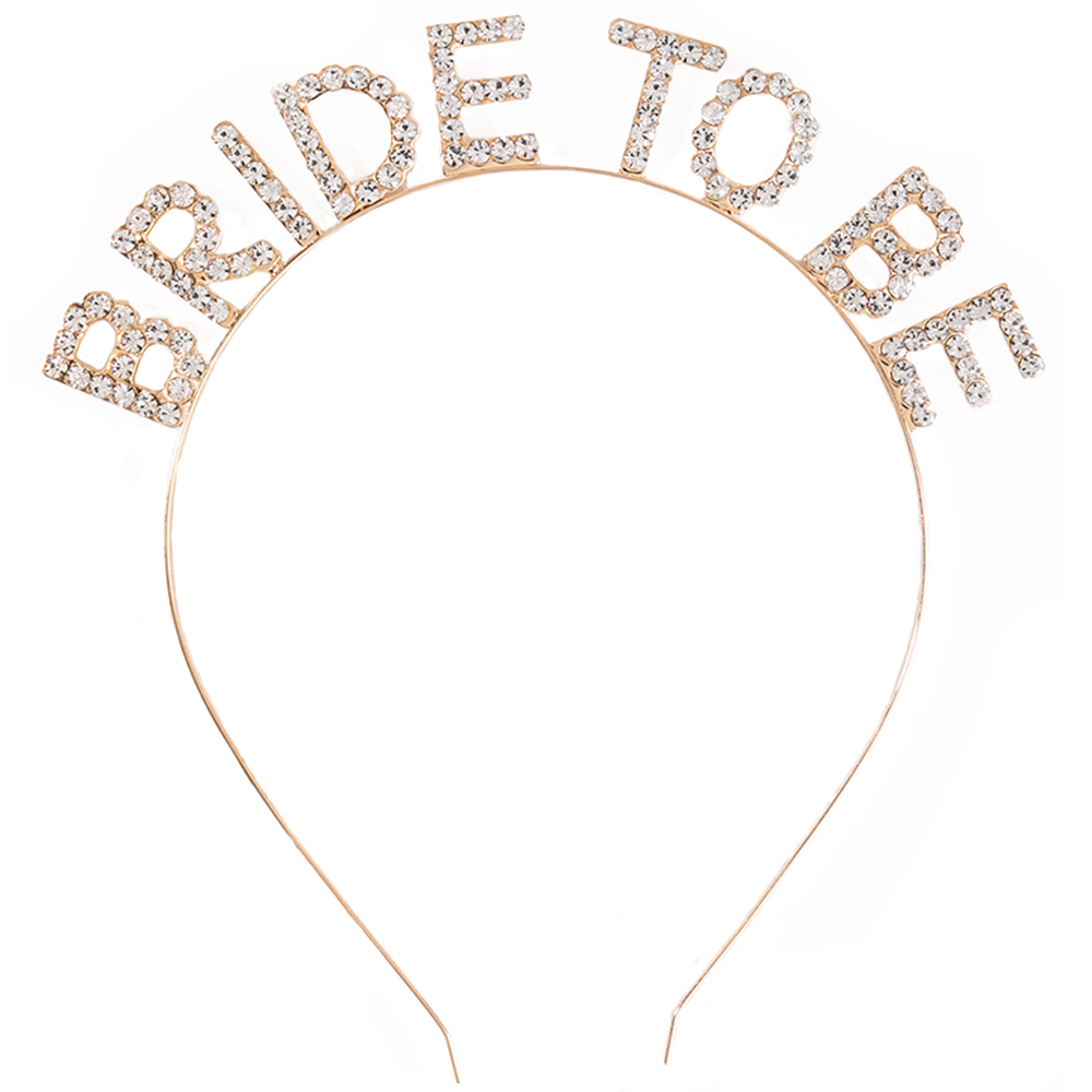 Elegant "BRIDE TO BE" Rhinestone Headband - Premium Gold Plated Copper Tiara