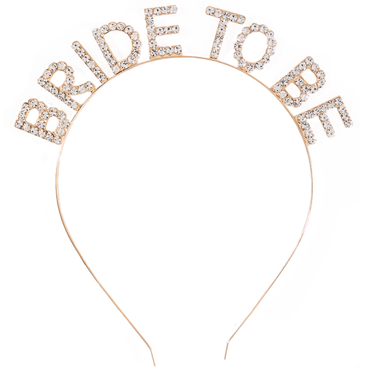 Elegant "BRIDE TO BE" Rhinestone Headband - Premium Gold Plated Copper Tiara