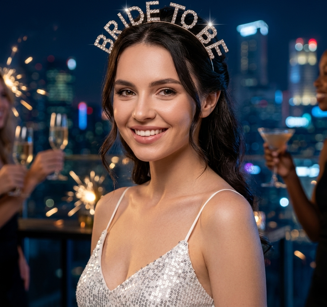 Elegant "BRIDE TO BE" Rhinestone Headband - Premium Gold Plated Copper Tiara