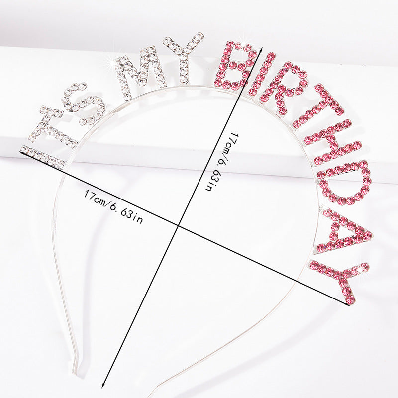 Bulk Wholesale - "IT'S MY BIRTHDAY" Crystal Rhinestone Headband, Sparkly Party Tiara for Women, Birthday Celebration Hair Accessories